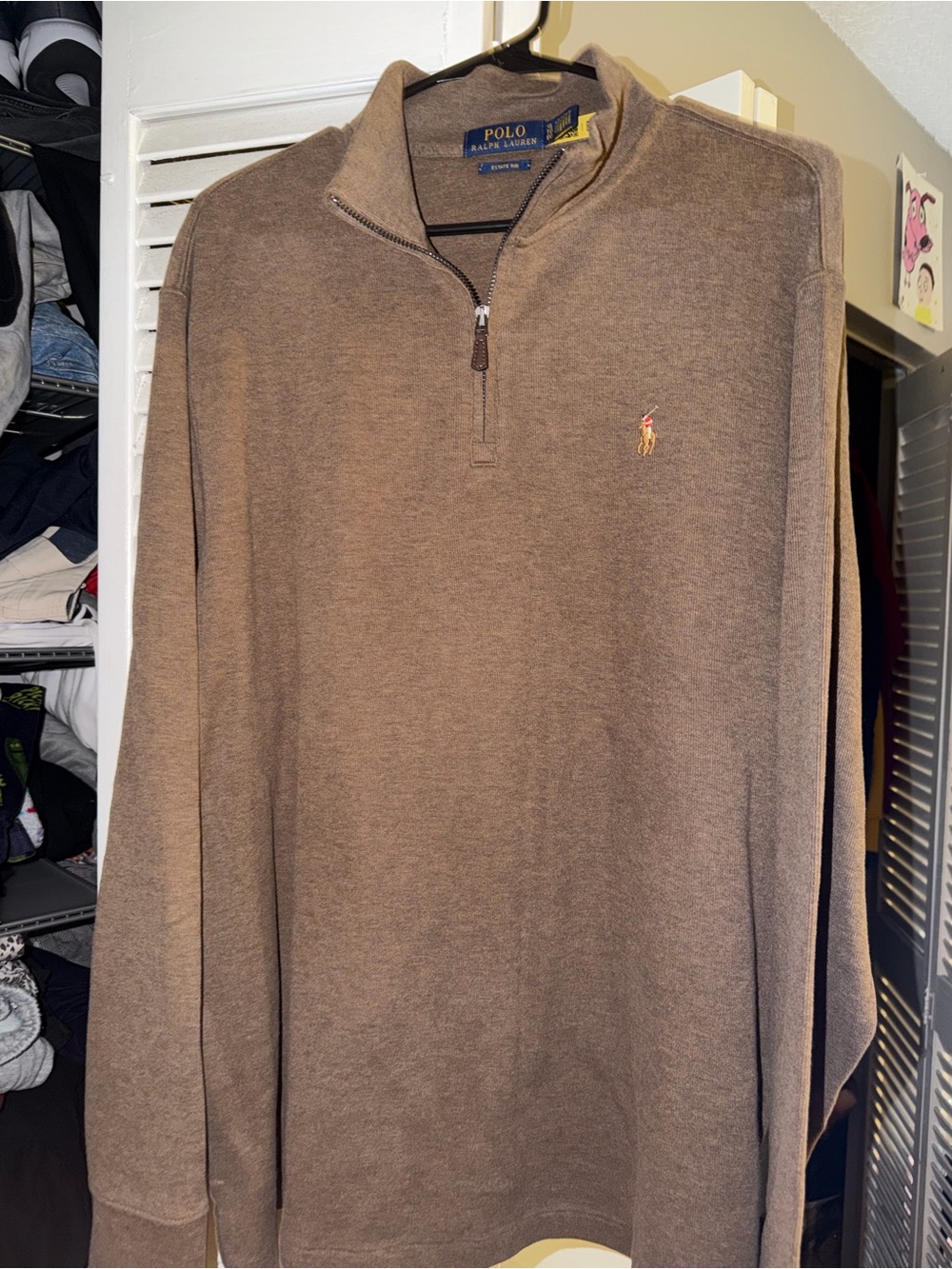 Polo Ralph Lauren Brown Quarter-Zip Pullover Estate Rib